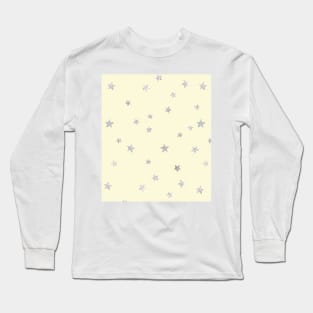 Pretty Y2K Glitter Stars Design in Baby Yellow Long Sleeve T-Shirt